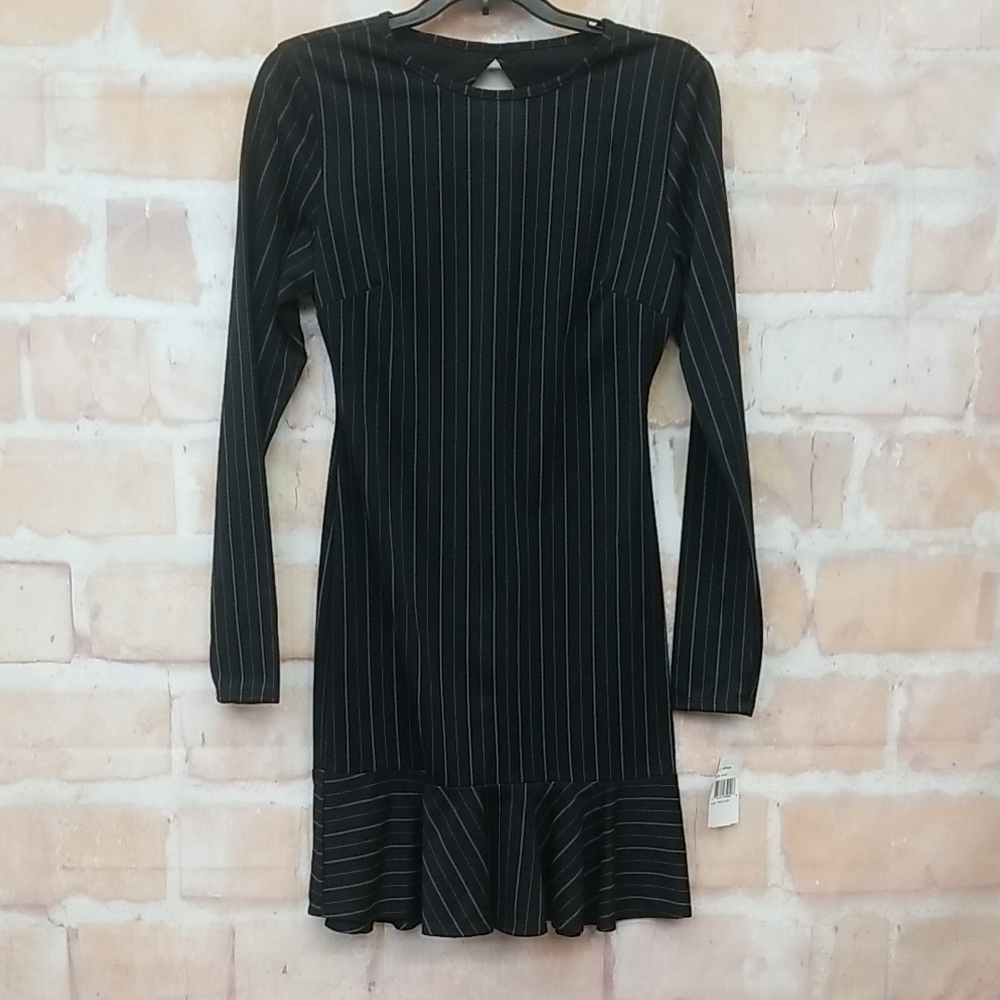 NWT Teeze Me Size M Elegant Black Striped Dress